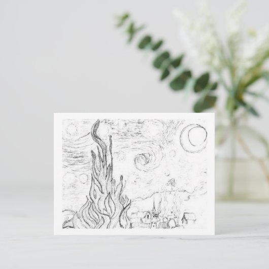 Starry Night Sketch Postkarte (Stehend Vorderseite)