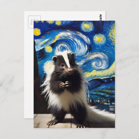 Starry Night Skunk Postkarte (Vorne/Hinten)