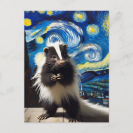 Starry Night Skunk Postkarte