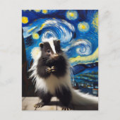 Starry Night Skunk Postkarte (Vorderseite)