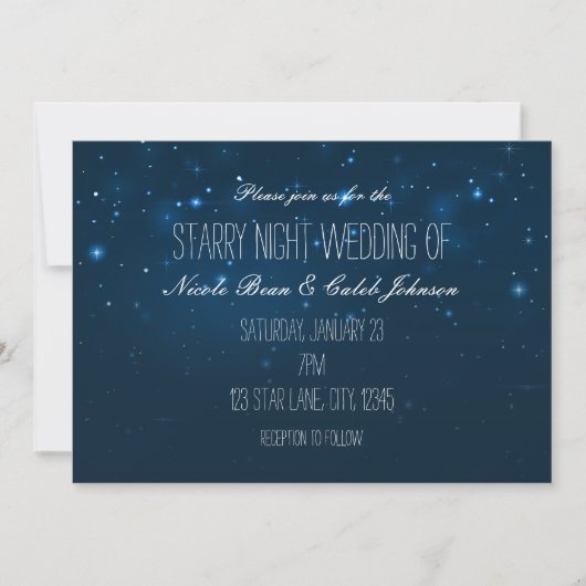 Starry Night Sky Blue Wedding Einladungen (Vorderseite)