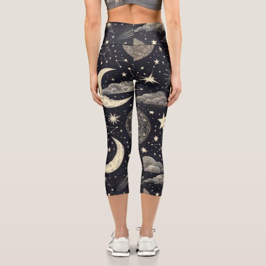 Starry Night Sky Capri Leggings (Rückseite)