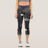 Starry Night Sky Capri Leggings (Vorderseite)