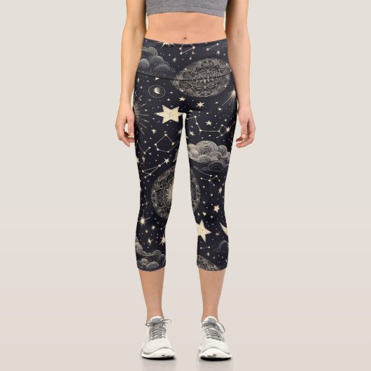 Starry Night Sky Capri Leggings (Vorderseite)