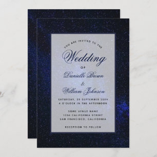 Starry Night Sky Celestial Elegante Script Wedding Einladung