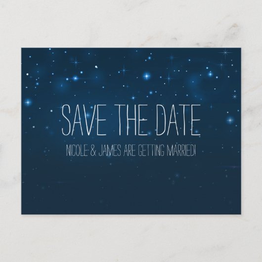 Starry Night Sky Celestial Save the Date Postcard Ankündigungspostkarte (Vorderseite)