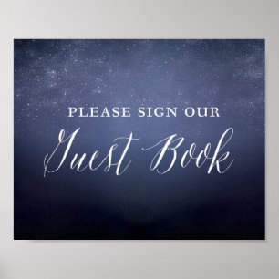 Starry Night Sky Celestial Wedding Guest Book Sign Poster