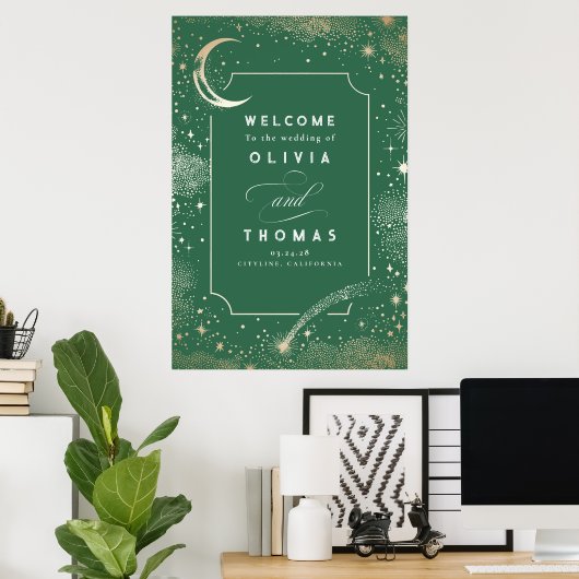 Starry Night Sky Celestial Wedding Welcome Sign Poster (Heimbüro)