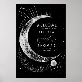 Starry Night Sky Celestial Wedding Welcome Sign Poster