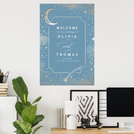 Starry Night Sky Celestial Wedding Welcome Sign Poster (Heimbüro)