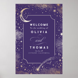 Starry Night Sky Celestial Wedding Welcome Sign Poster