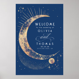 Starry Night Sky Celestial Wedding Welcome Sign Poster