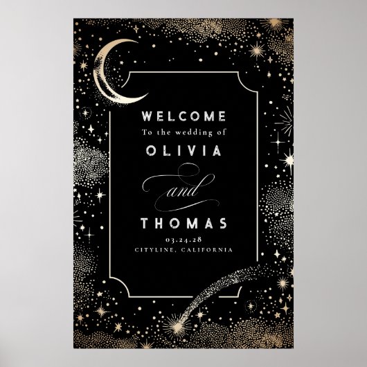 Starry Night Sky Celestial Wedding Welcome Sign Poster (Vorne)
