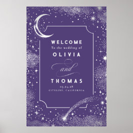 Starry Night Sky Celestial Wedding Welcome Sign Poster
