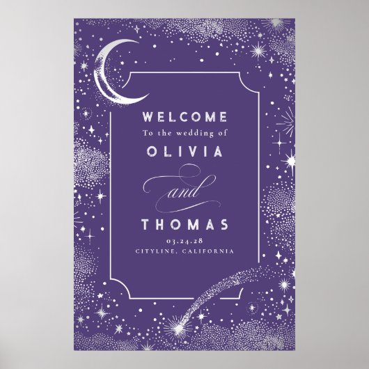 Starry Night Sky Celestial Wedding Welcome Sign Poster (Vorne)