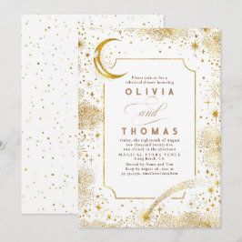 Starry Night Sky Crescent Moon Probe Dinner Einladung