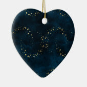 Starry Night Sky Dark Blue Golden Stars Spirale Keramik Ornament (Rechts)