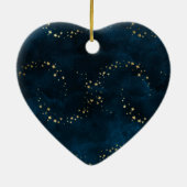 Starry Night Sky Dark Blue Golden Stars Spirale Keramik Ornament (Hinten)
