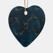 Starry Night Sky Dark Blue Golden Stars Spirale Keramik Ornament (Links)