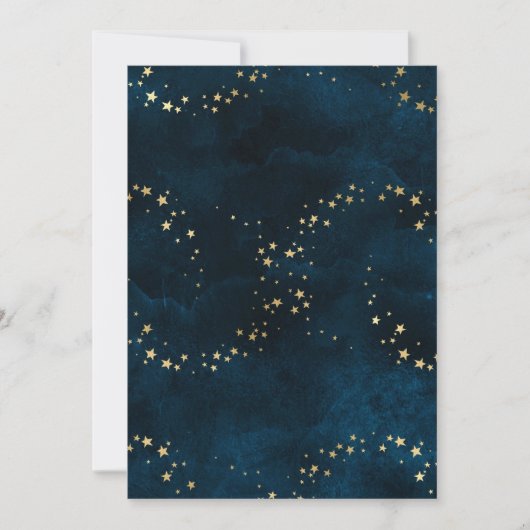 Starry Night Sky Dunkel Blauer goldene Sterne Spir Einladung (Vorderseite)