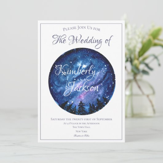 Starry Night Sky Einladung (Stehend Vorderseite)