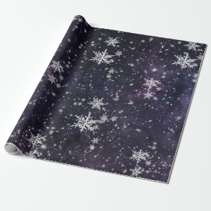 Starry Night Sky Fresh Fallen Snowflakes Geschenkpapier