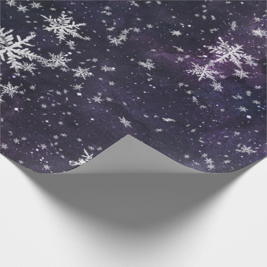 Starry Night Sky Fresh Fallen Snowflakes Geschenkpapier (Ecke)