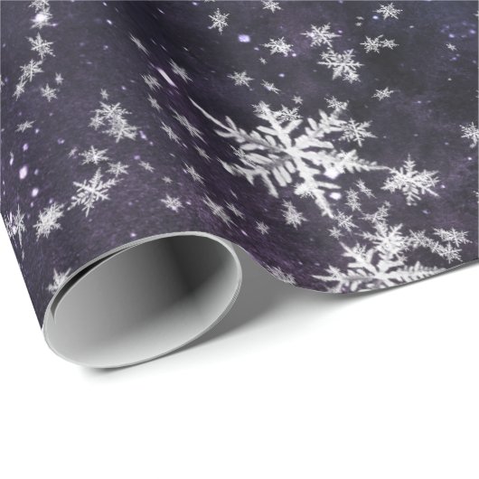 Starry Night Sky Fresh Fallen Snowflakes Geschenkpapier (Rolleneckpunkt)