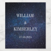 Starry Night Sky Galaxy Elegante Hochzeit Weinetikett (Einzelnes Label)