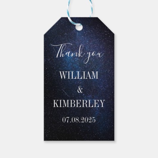 Starry Night Sky Galaxy Elegantes Hochzeitsgeschen Geschenkanhänger (Vorderseite)