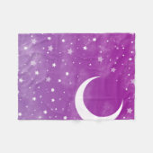 Starry Night Sky Lila Moon and Stars Fleecedecke (Vorderseite (Horizontal))