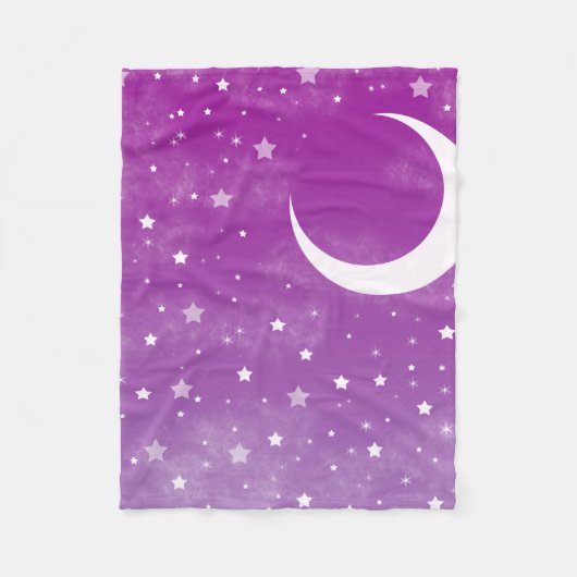 Starry Night Sky Lila Moon and Stars Fleecedecke (Vorderseite)