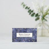 Starry Night Sky mit Gold Stars Visitenkarte (Stehend Vorderseite)
