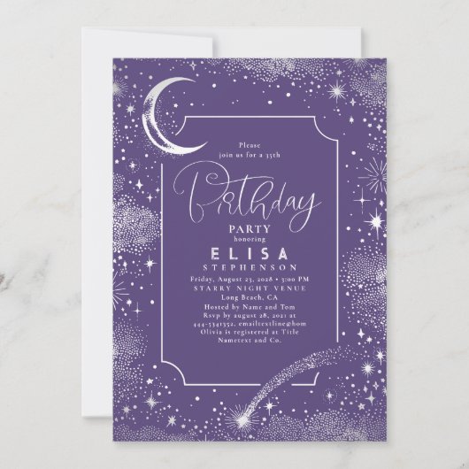 Starry Night Sky Moon Mystical Celestiday Einladung (Vorderseite)