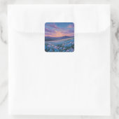 Starry Night Sky Over Blue Wildflower Meadow Quadratischer Aufkleber (Tasche)