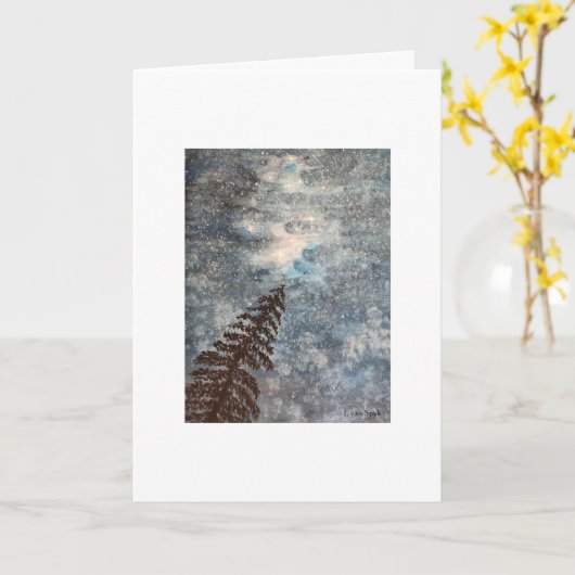 Starry Night Sky with Tree Peace Painting Art Card Karte (Gelbe Blume)
