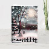 Starry Night Snowman Feiertagskarte (Rückseite)