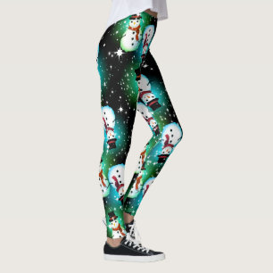 Starry Night Snowman Weihnachten Leggings