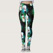 Starry Night Snowman Weihnachten Leggings (Vorderseite)