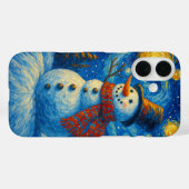 Starry Night Snowman Weihnachtskarte Case-Mate iPhone Hülle (Rückseite (Horizontal))
