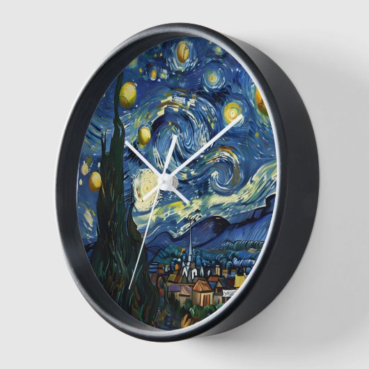Starry Night Softball Wall Clock Uhr (Winkel)