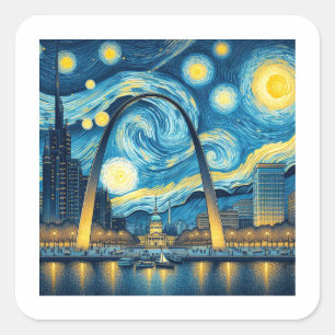 Starry Night St. Louis Missouri Quadratischer Aufkleber