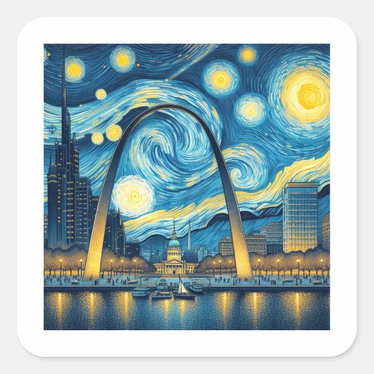 Starry Night St. Louis Missouri Quadratischer Aufkleber (Vorderseite)