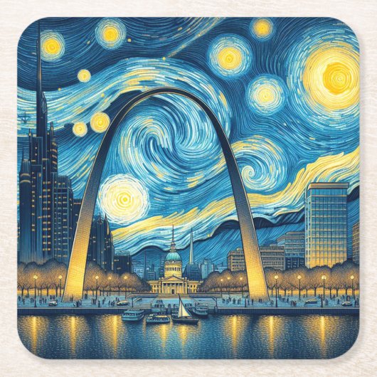 Starry Night St. Louis Missouri Rechteckiger Pappuntersetzer (Vorderseite)