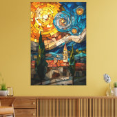 Starry Night Stached Glass Mosaik Artwork Leinwanddruck (Insitu (Wohnzimmer))