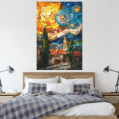 Starry Night Stached Glass Mosaik Artwork Leinwanddruck (Insitu (Schlafzimmer))