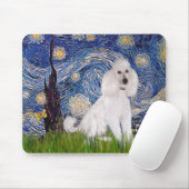 Starry Night - Standard White Poodle (C) Mousepad (Mit Mouse)