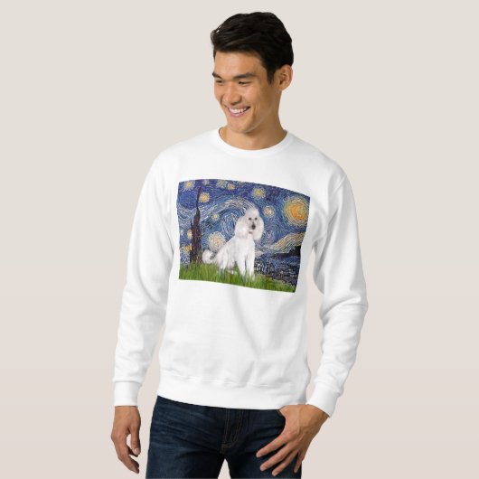 Starry Night - Standard White Poodle (C) Sweatshirt (Vorne ganz)