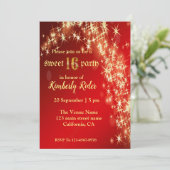 Starry Night Star in Red Birthday Einladungen (Stehend Vorderseite)