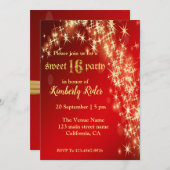 Starry Night Star in Red Birthday Einladungen (Vorne/Hinten)